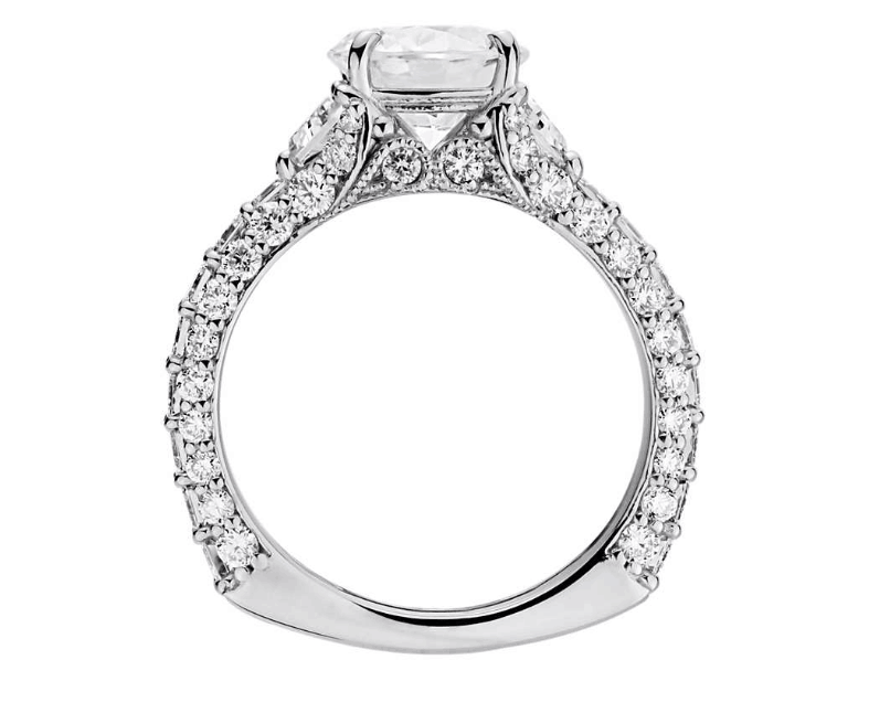 Round Engagement Ring With Trapezoid 
