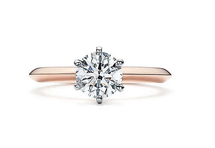 Tiffany Diamond Engagement Ring With Rose Gold Band 