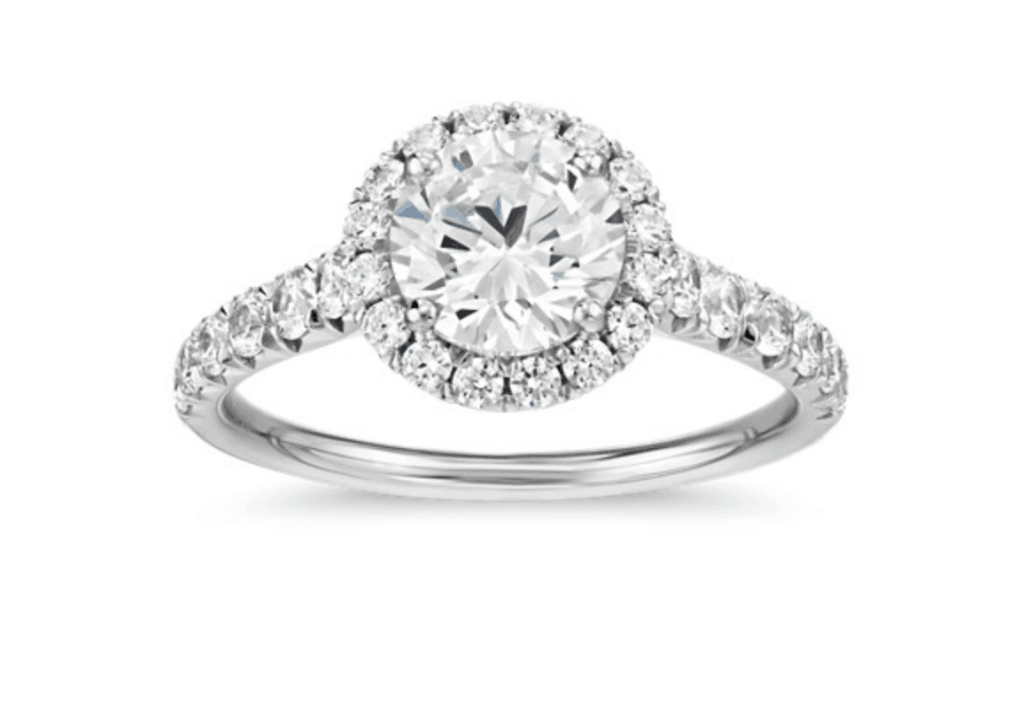  Beautiful French Pavé Diamond Halo Engagement Ring with Cushion Cut
