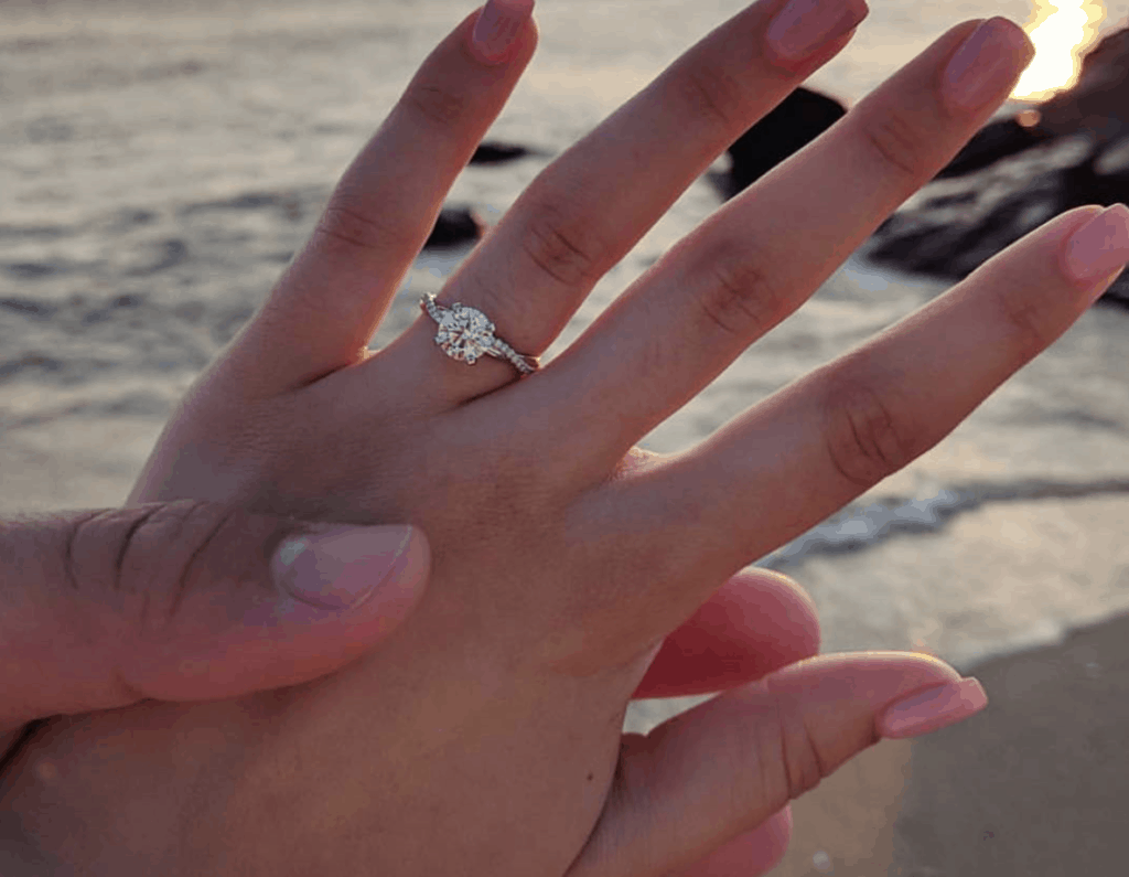 Blue Nile Diamond Engagement Ring Beach Backdrop