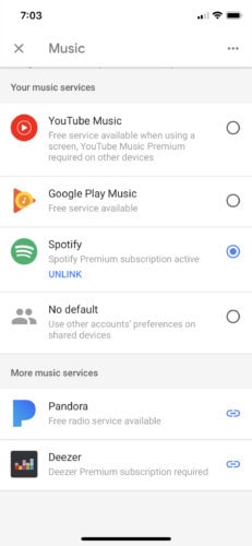 Setting up music on google home