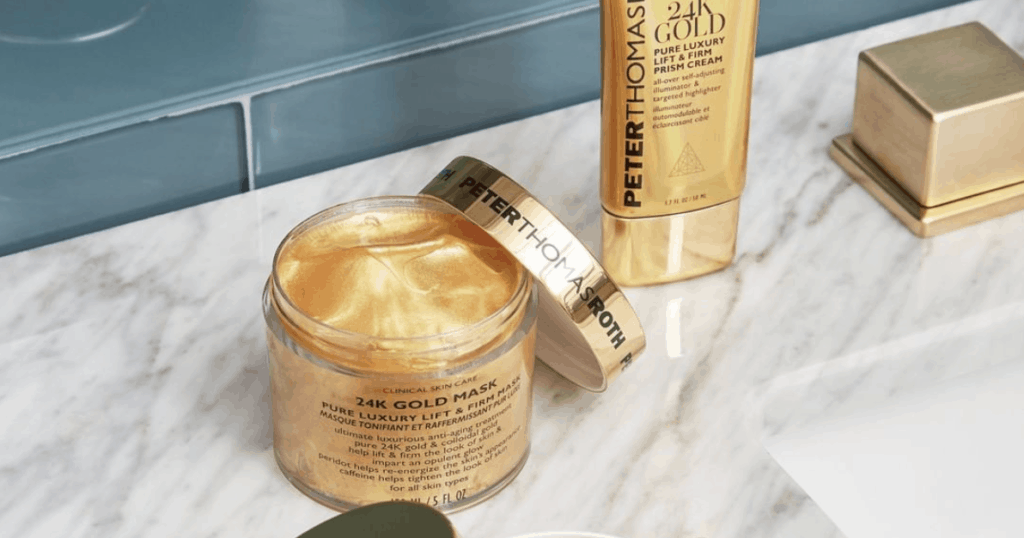 Peter Thomas Roth 24k Gold Mask and product on shelf
