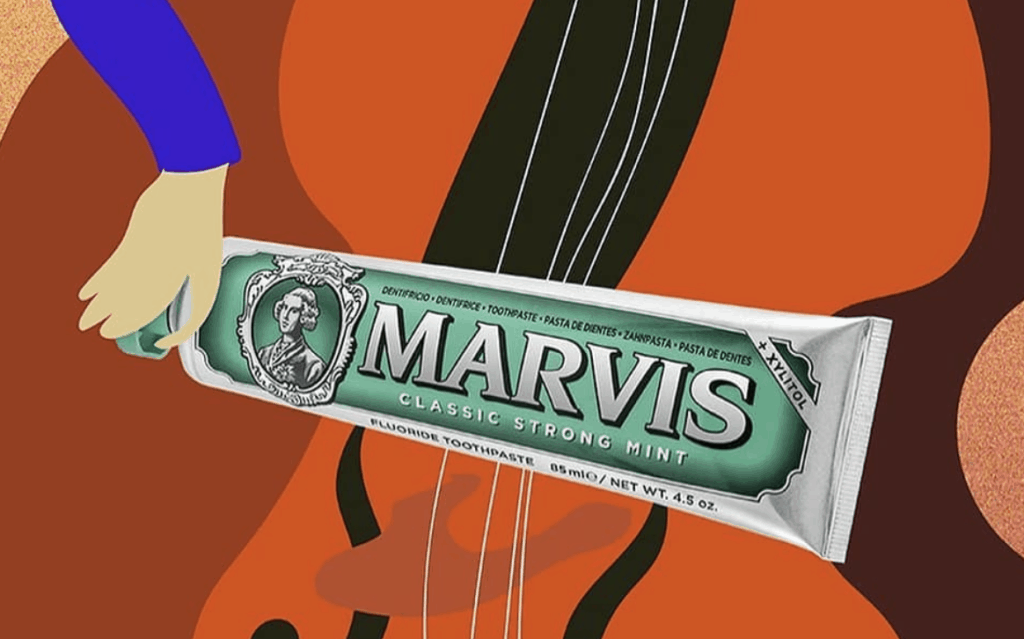 marvis toothpaste strong mint strings backdrop graphic 