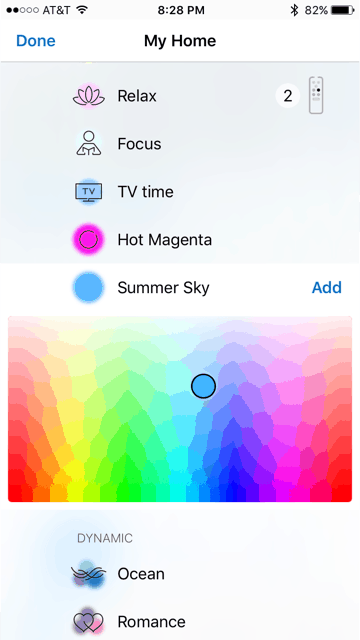 Wiz Smart Lights Photo Gradient Color Options