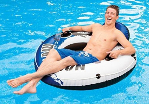 Intex River Run I Outdoor Inflatable Water Tube Lounge Float 53 inch 