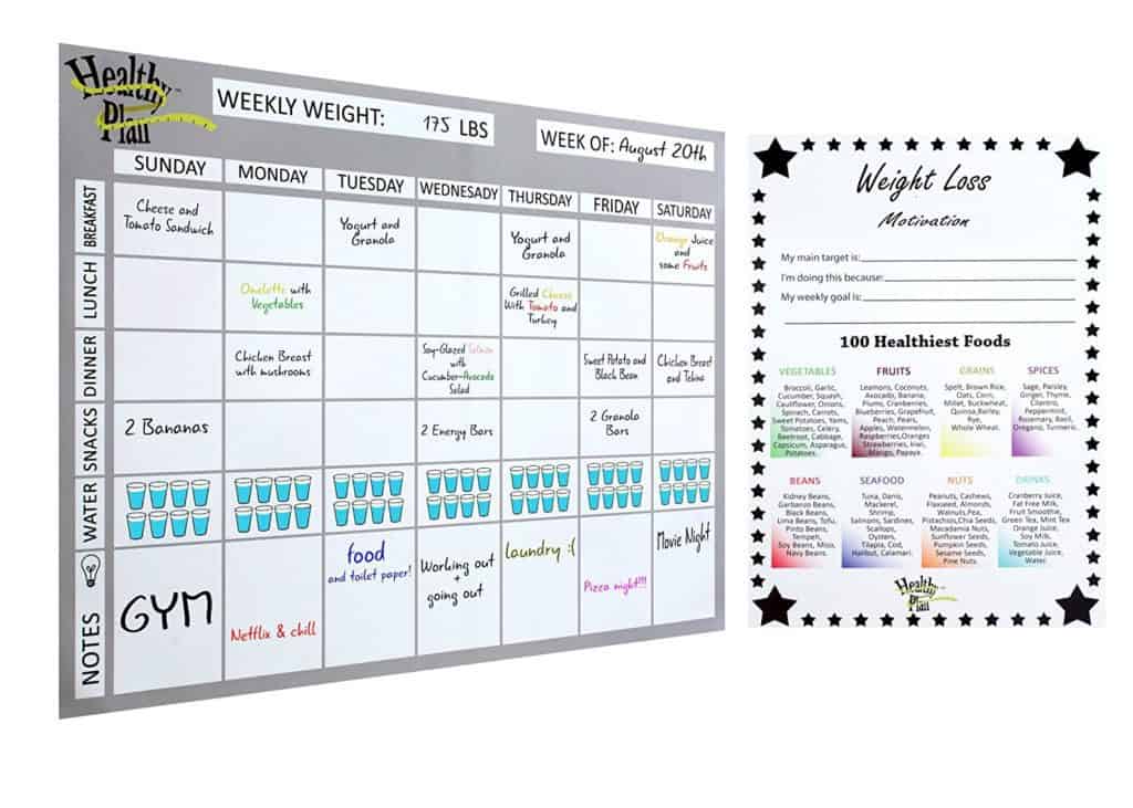 HealthyPlan Weekly Meal Planner & Tracker Charting Plan