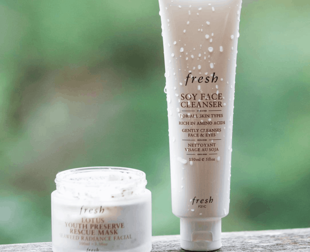 Fresh Soy Face Cleanser Product and Backdrop