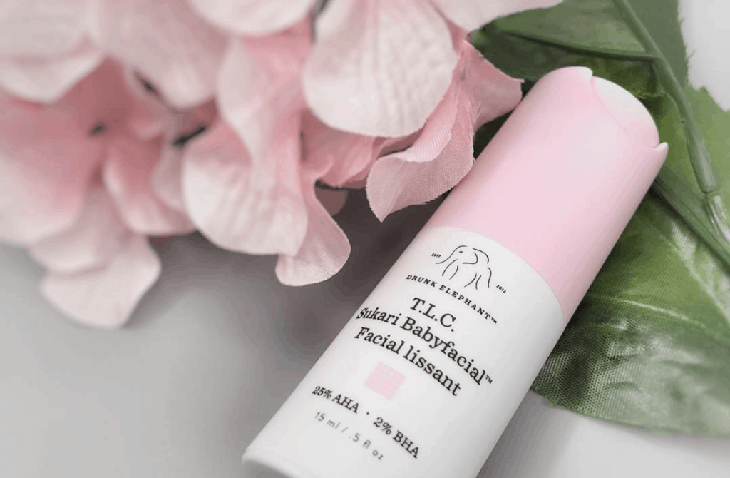 Drunk Elephant tlc Sukari Babyfacial floral backdrop