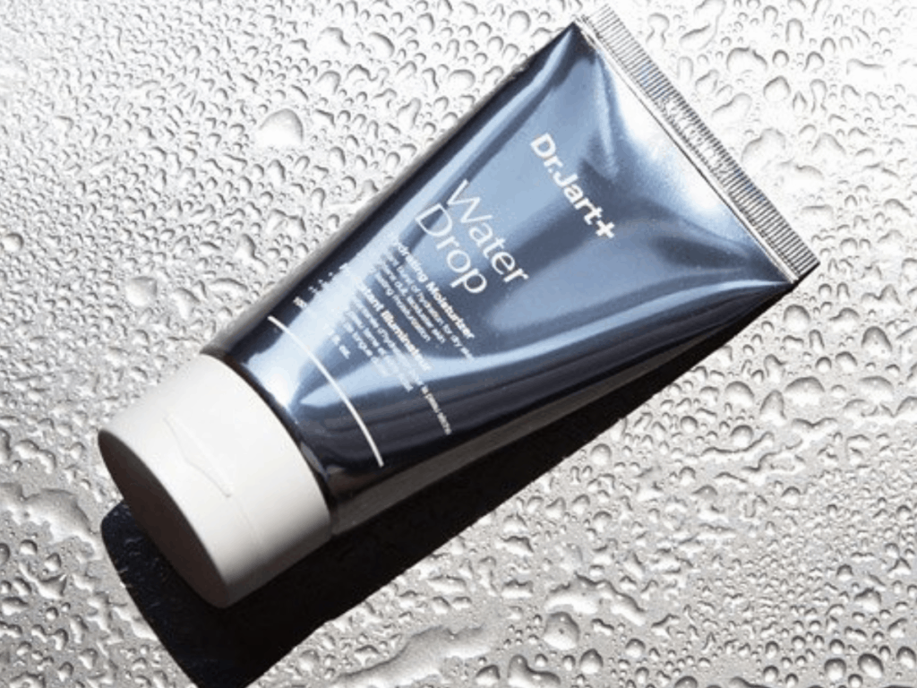 Dr. Jart Water Drop Hydrating Moisturizer with water backdrop