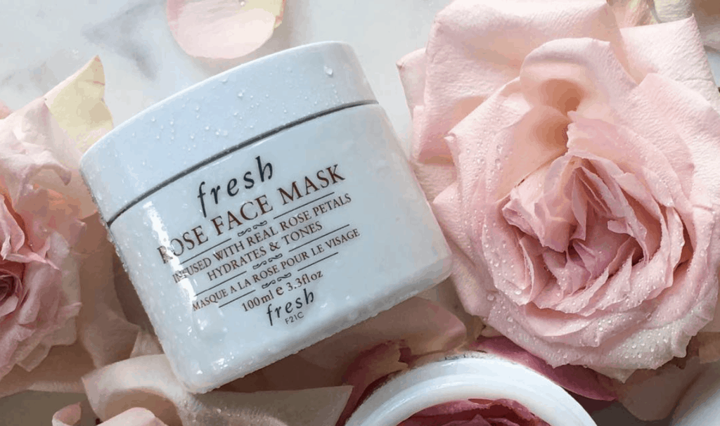 Fresh Rose Face Mask Floral Backdrop