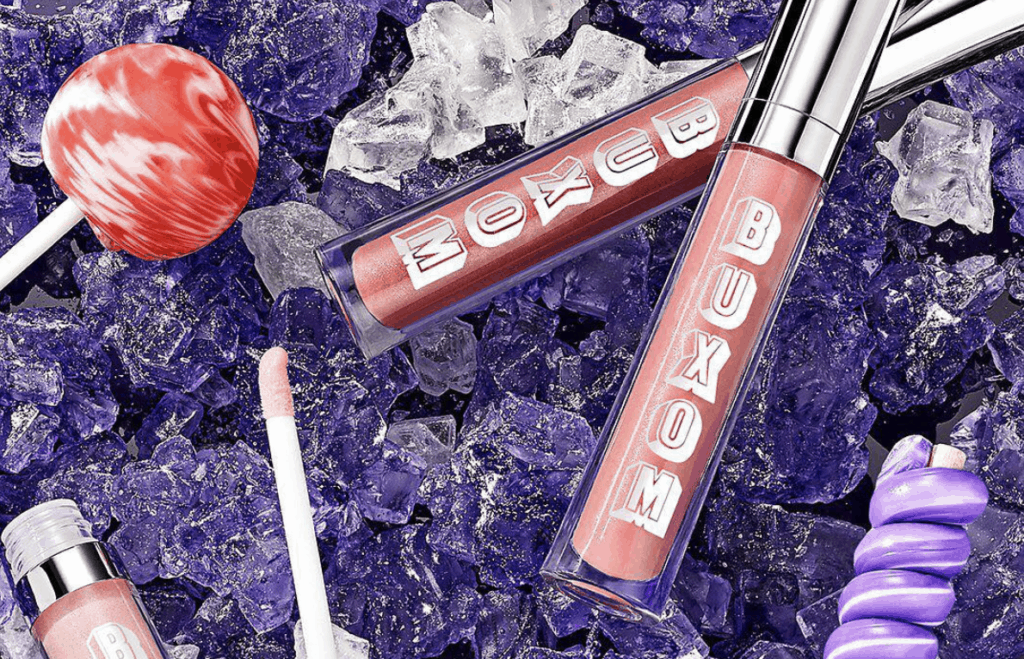 Buxom Full On Lip Polish Shades candy backdrop