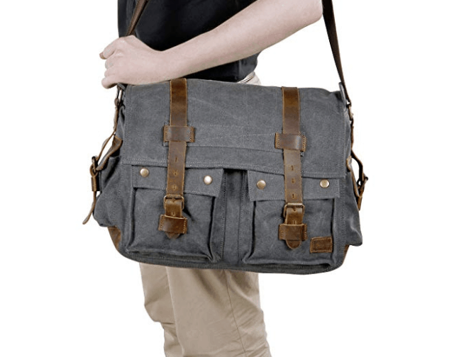 Lifewit Vintage Canvas Leather Laptop Case