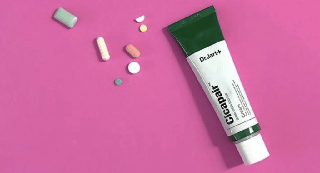 Dr. Jart Tiger Grass Cream pink backdrop