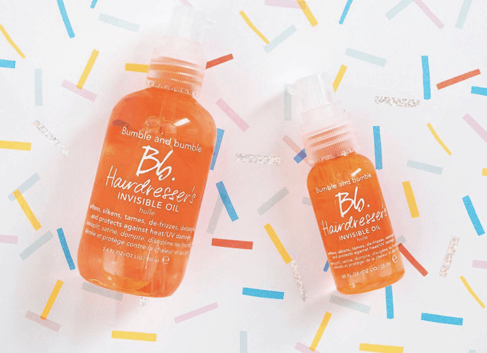 Bumble and Bumble's Invisible Oil sizes and backdrop