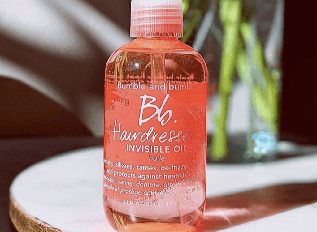 Bumble and Bumble's Invisible Oil close up shot and backdrop