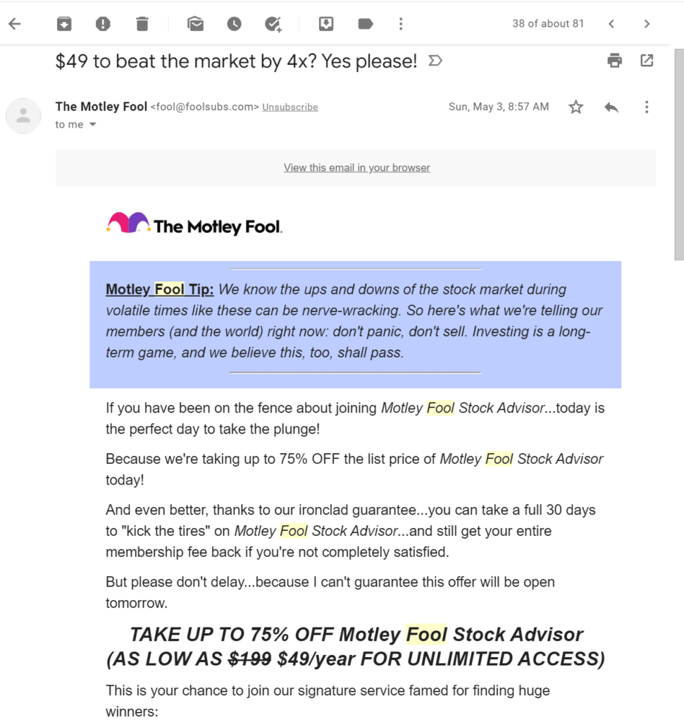 promotional spam from Motley Fool
